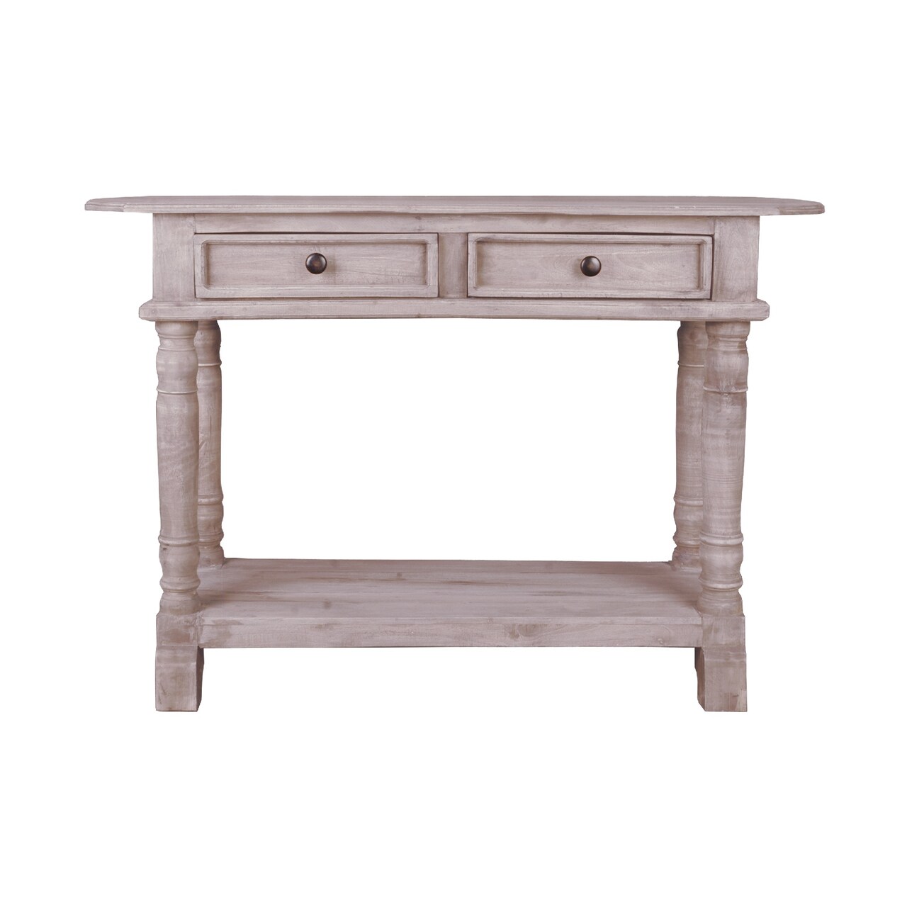 The Hamptons Collection 47" Natural Limewash Cottage Console Table with Drawers